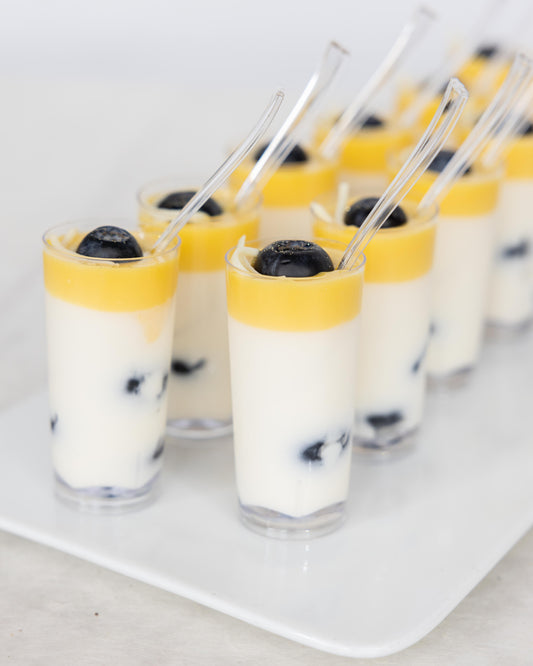 Passion Fruit Blueberry Panna Cotta Shooters (GF) (Sets of 12)