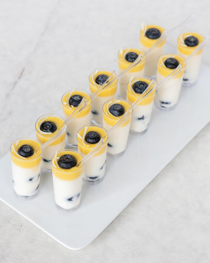 Passion Fruit Blueberry Panna Cotta Shooters (GF) (Sets of 12)
